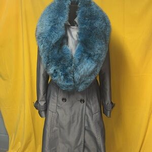 LONDON FOG GREY SHIMMER DOUBLE BREASTED 3/4 LENGTH COAT NWOT MEDIUM